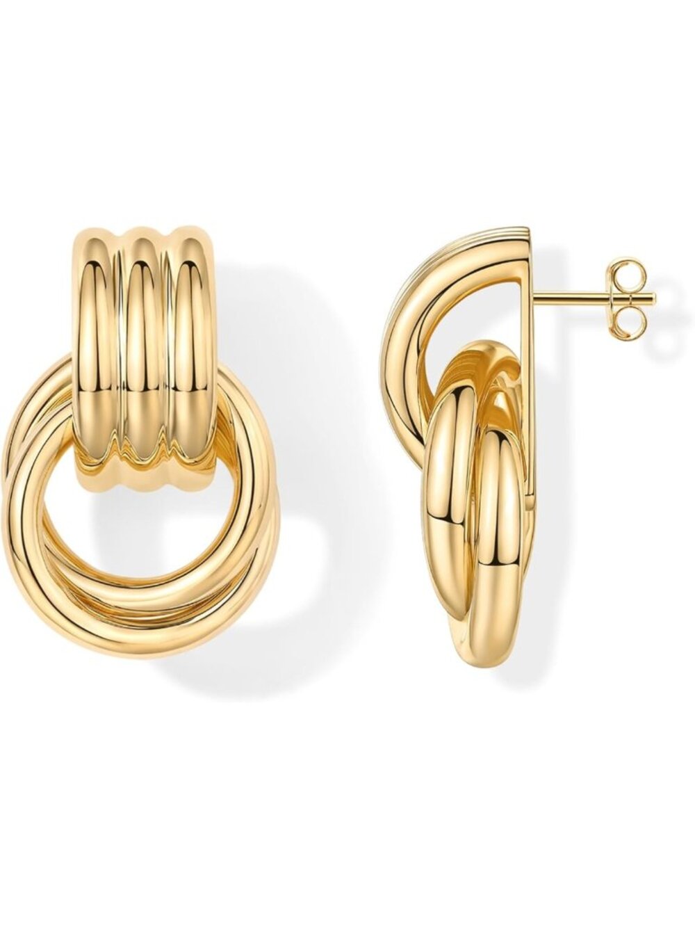 Chunky 14K Gold Plated Door Knocker Earrings for Women | Statement Drop Earrings